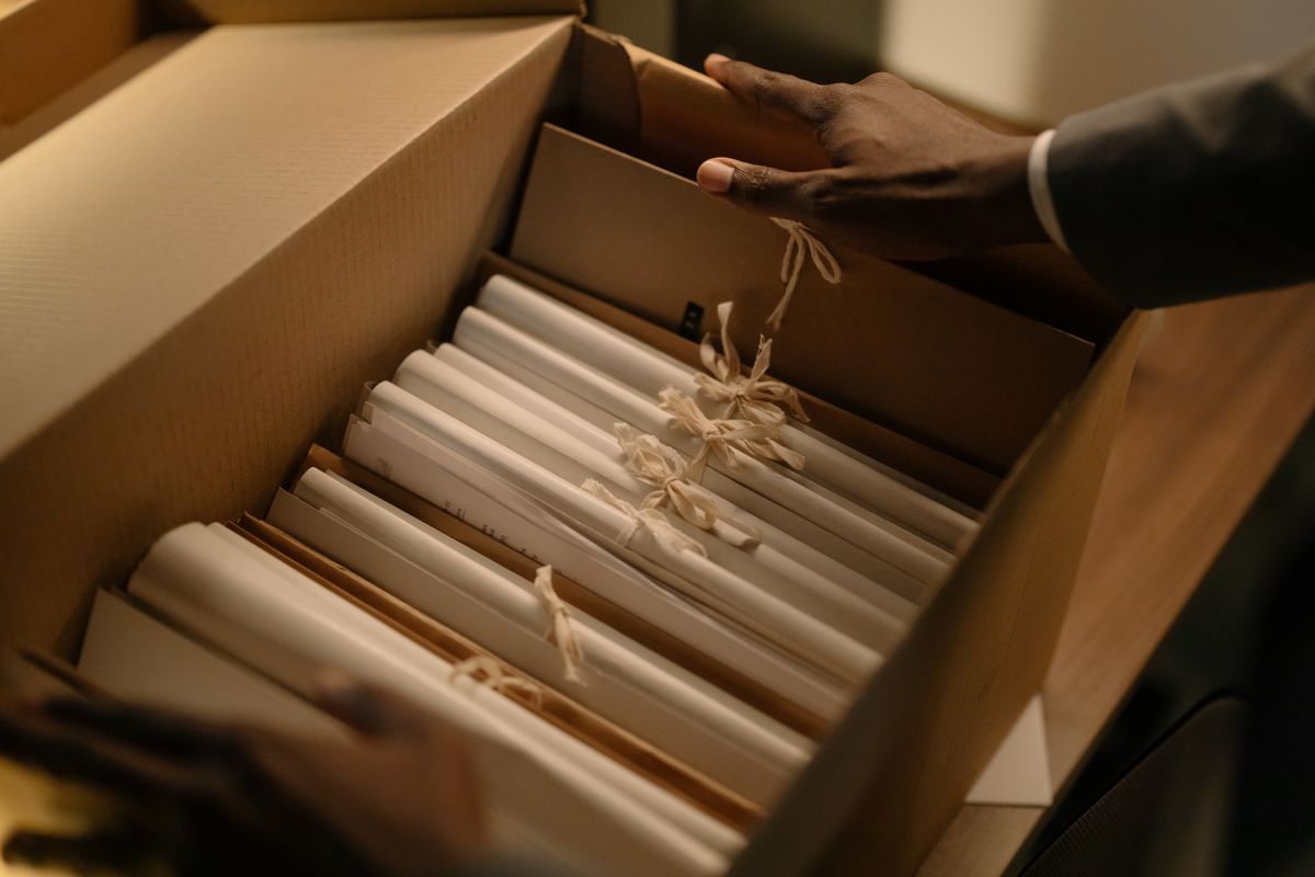 File folders organised inside a box