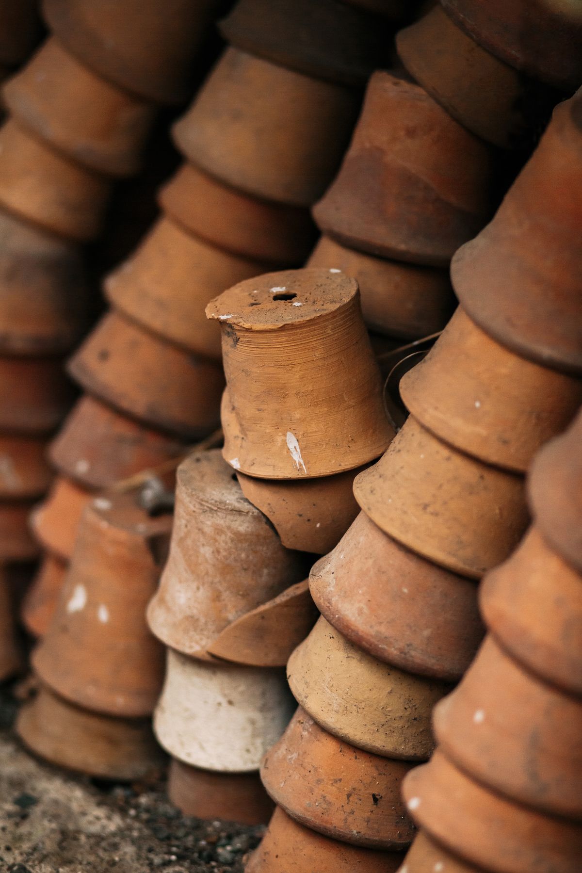 Stacked terracotta pots